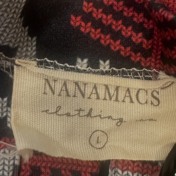 Nanamacs Holiday Bodysuit Size Large Black Red Gray Long Sleeve Henley Stretch - Picture 8 of 11